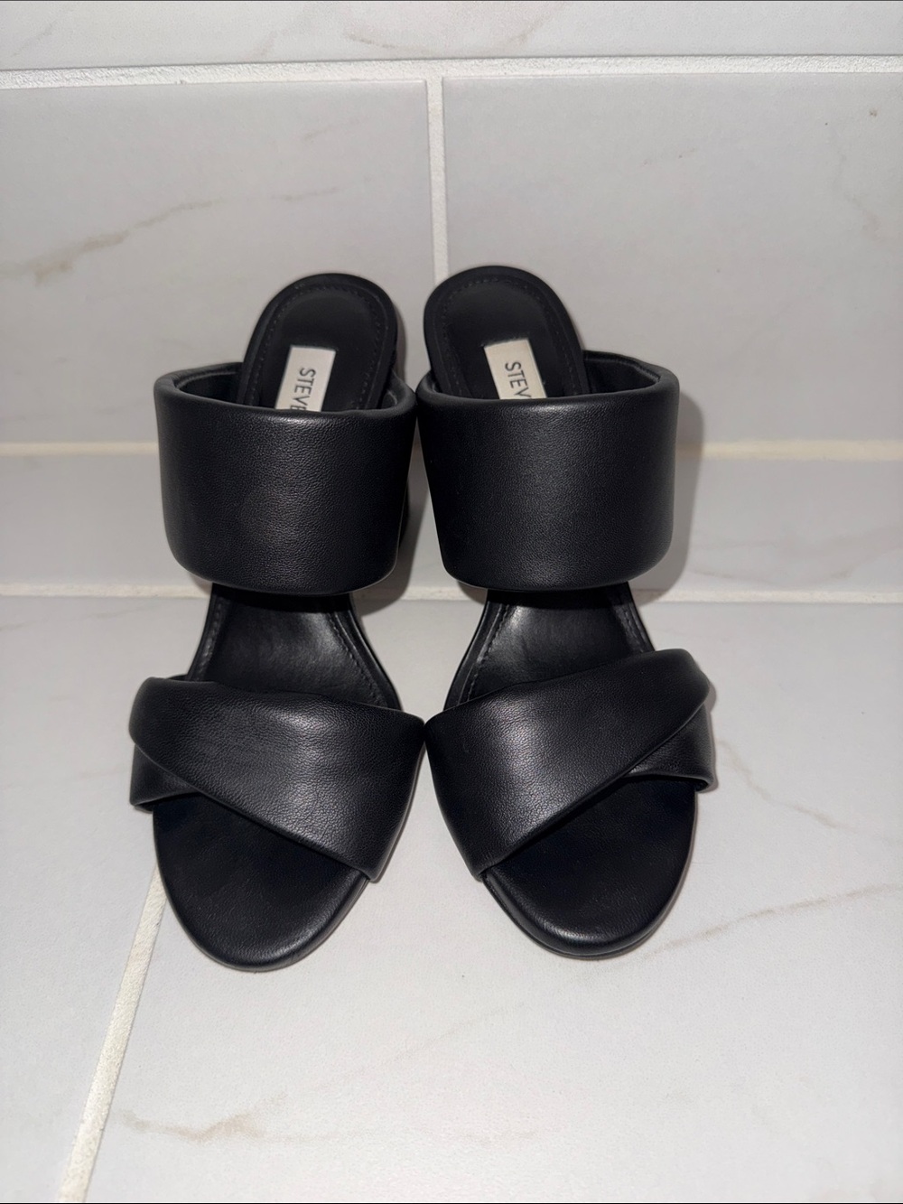 Steve Madden Black Padded Mules